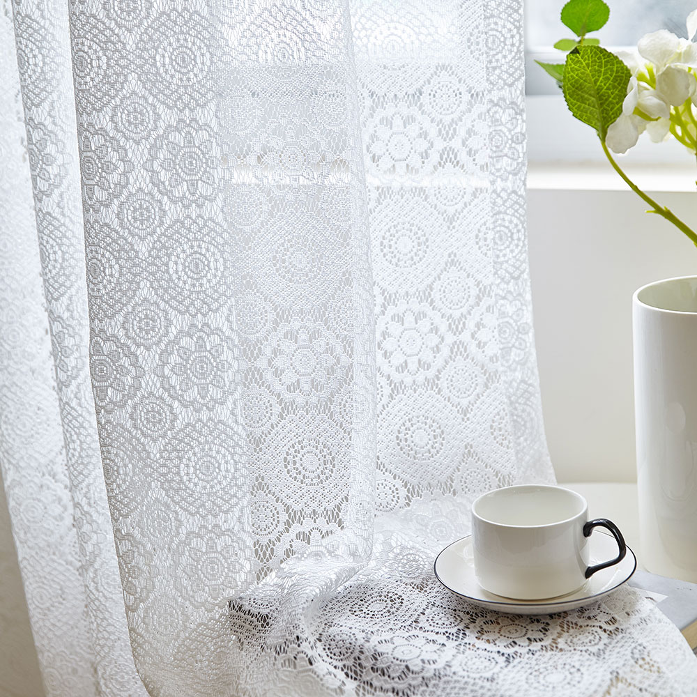 사라하우스 헤브론 크로쉐 화이트 레이스 뜨개 감성 가림막 가리개 커튼