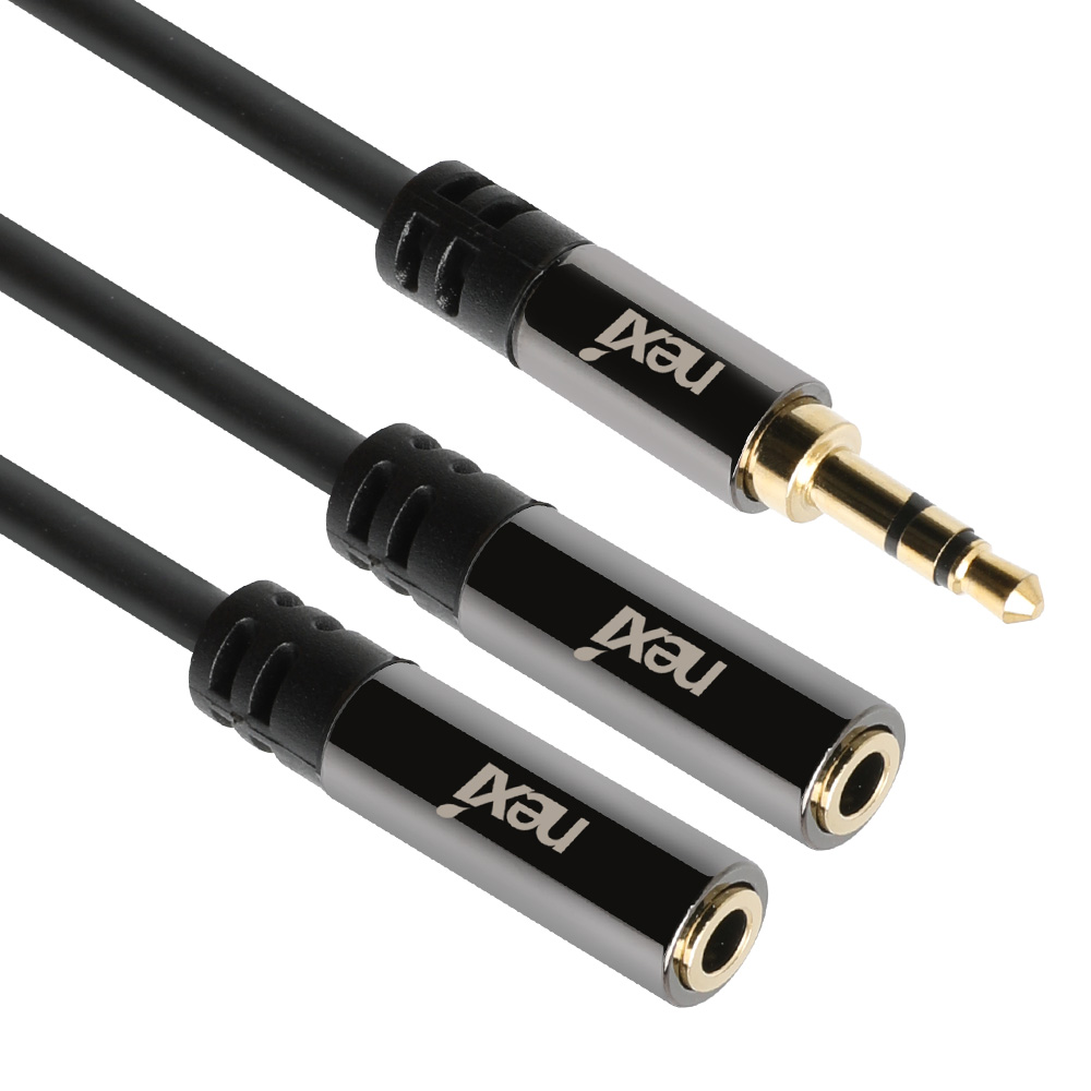 넥시 3.5스테레오 AUX 2포트 연장 Y케이블 젠더 억스 사운드 단자 신호 복제 확장 분배