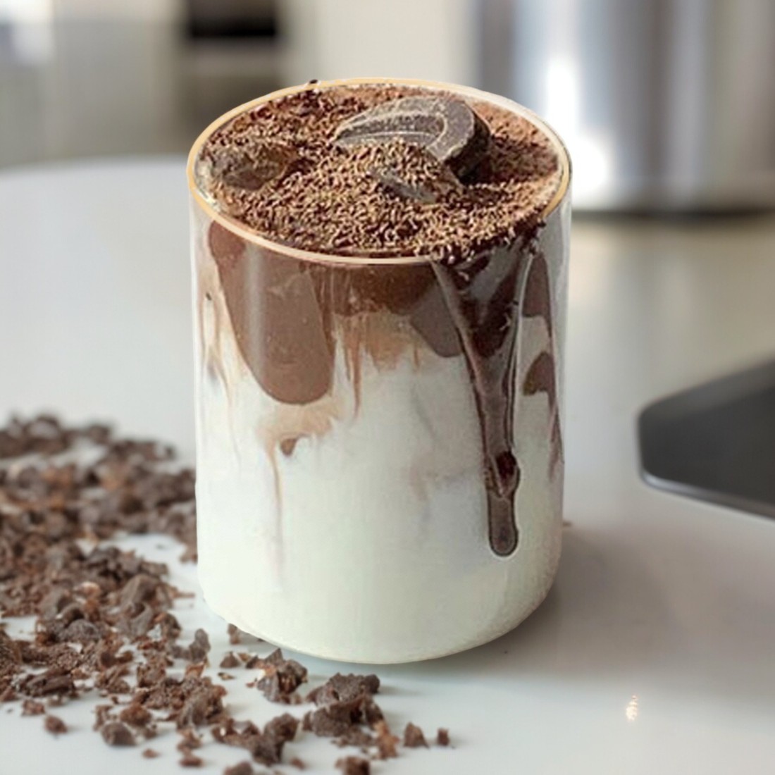 일자 내열유리컵 홈카페 아이스아메리카노 아인슈페너 골드림 C 하이볼 370ml