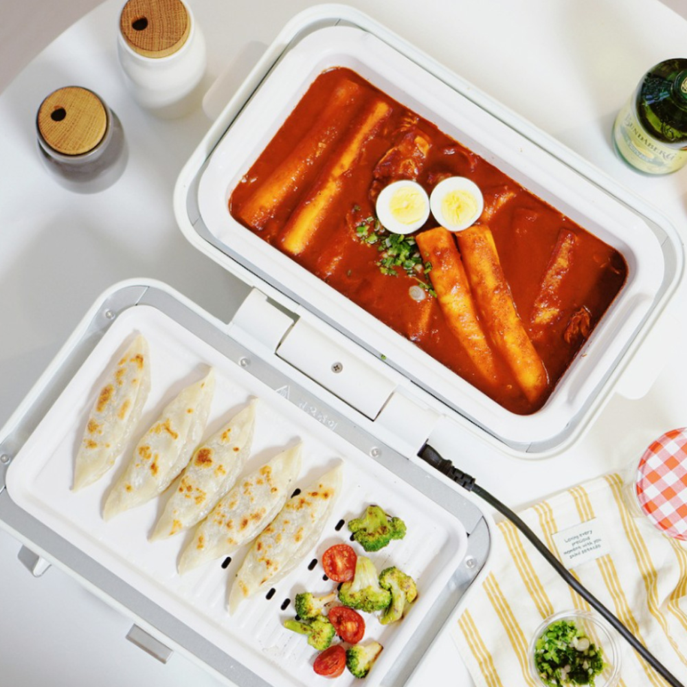 단미 2단 전기 그릴 3in1 멀티쿠커 생선구이 꼬치 샤브샤브 전골냄비 2L 미니 오븐