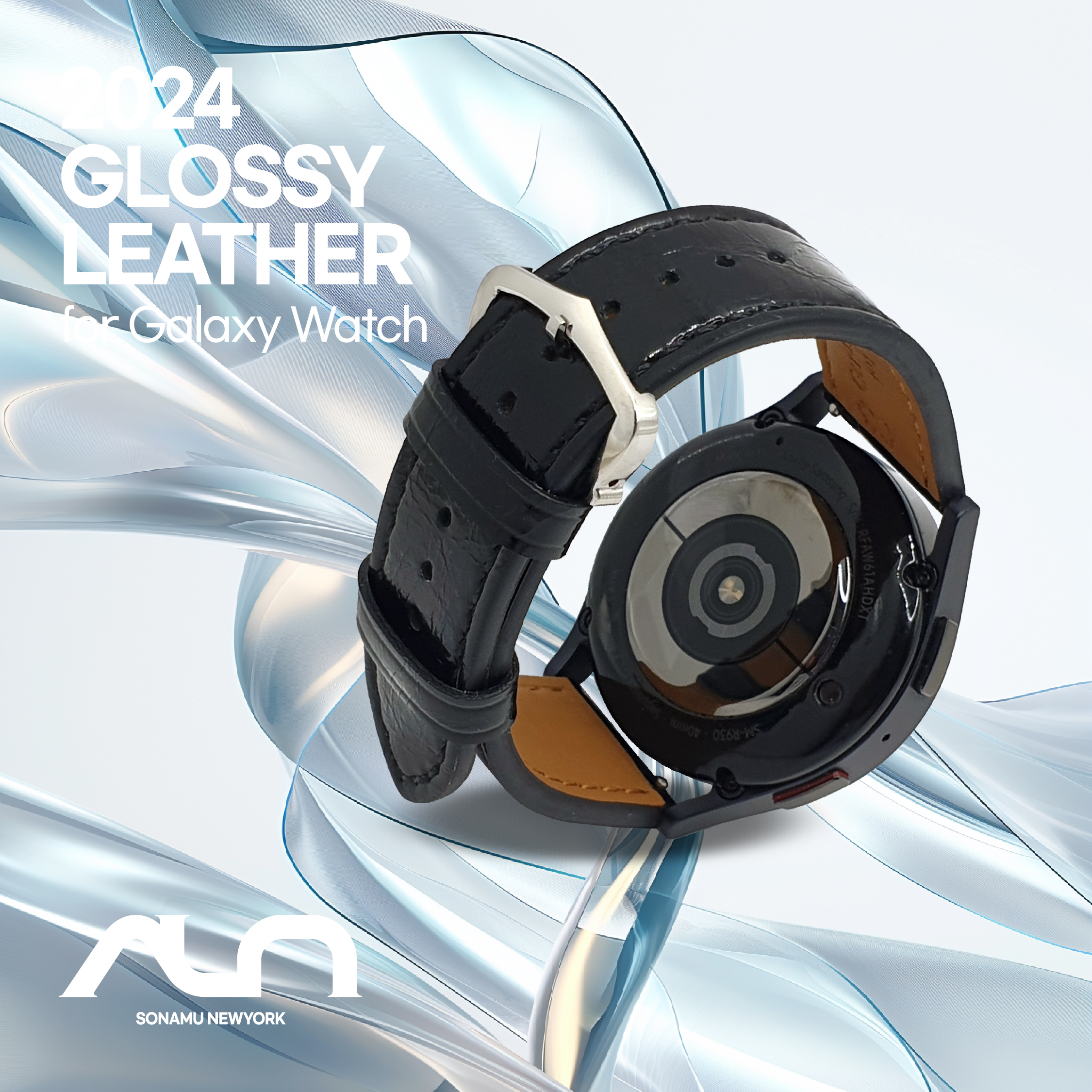 소나무뉴욕 갤럭시워치7 외 20mm 호환 가죽 밴드 스트랩 시계줄 / 글로시 가죽+크라운버클