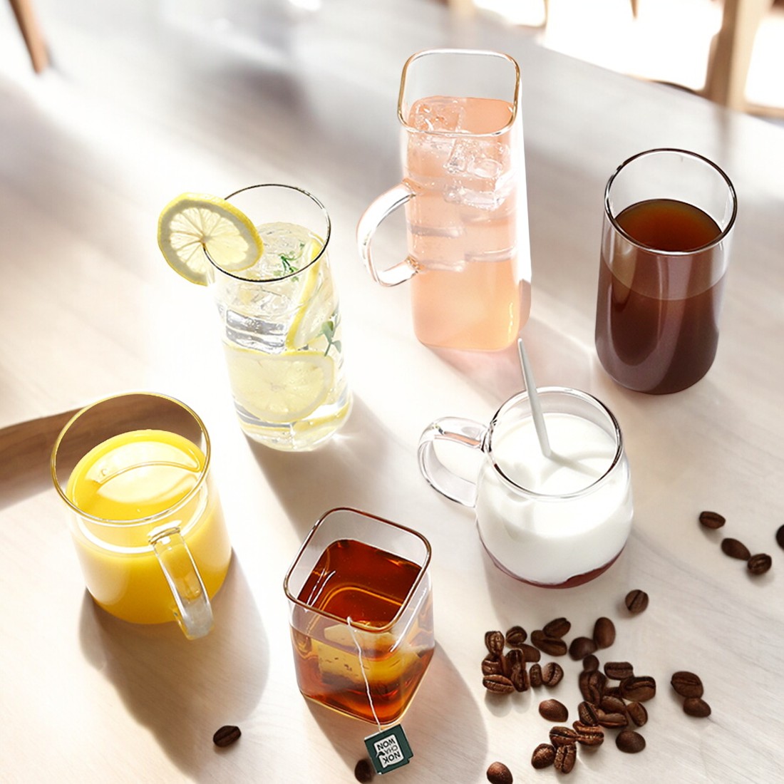 홈카페 내열 유리컵 아이스아메리카노 아인슈페너 냉커피 일자컵 6종