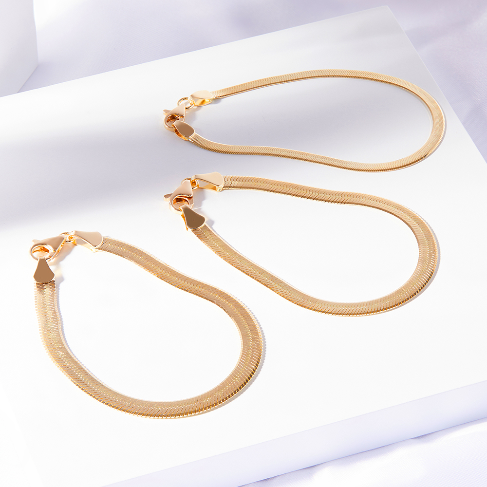 14K 18K 스네이크 뱀줄 3mm 4mm 5mm 체인 금 팔찌 - 상세 이미지 4