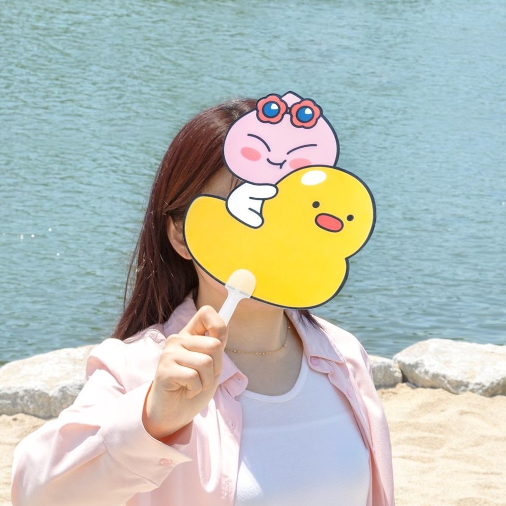 카카오 라이언 춘식이 부채 귀여운 캐릭터 여름 휴대용 pp 플라스틱 손부채 - 상세 이미지 3