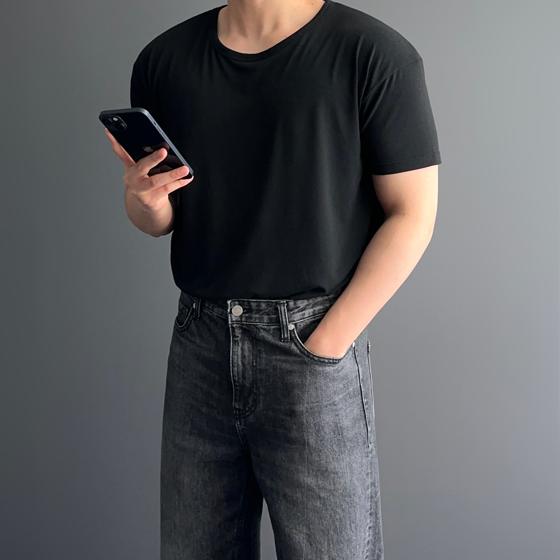 1+1 U넥머슬핏 쿨링티셔츠 남자쫄티 - 상세 이미지 2