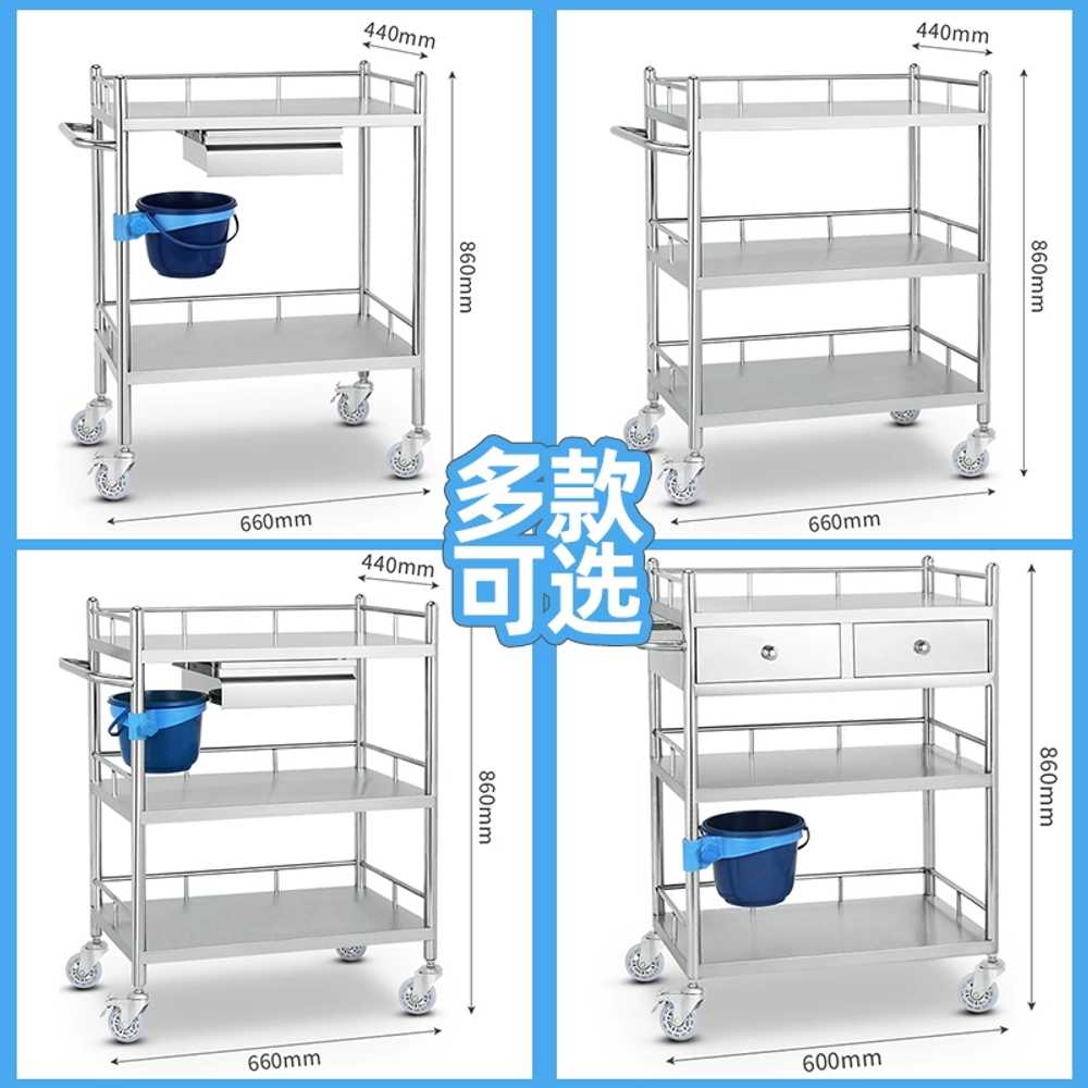 병원 드레싱카 의료용 카트 간호사용 스텐 치과 서랍 2단 60CM - 상세 이미지 4