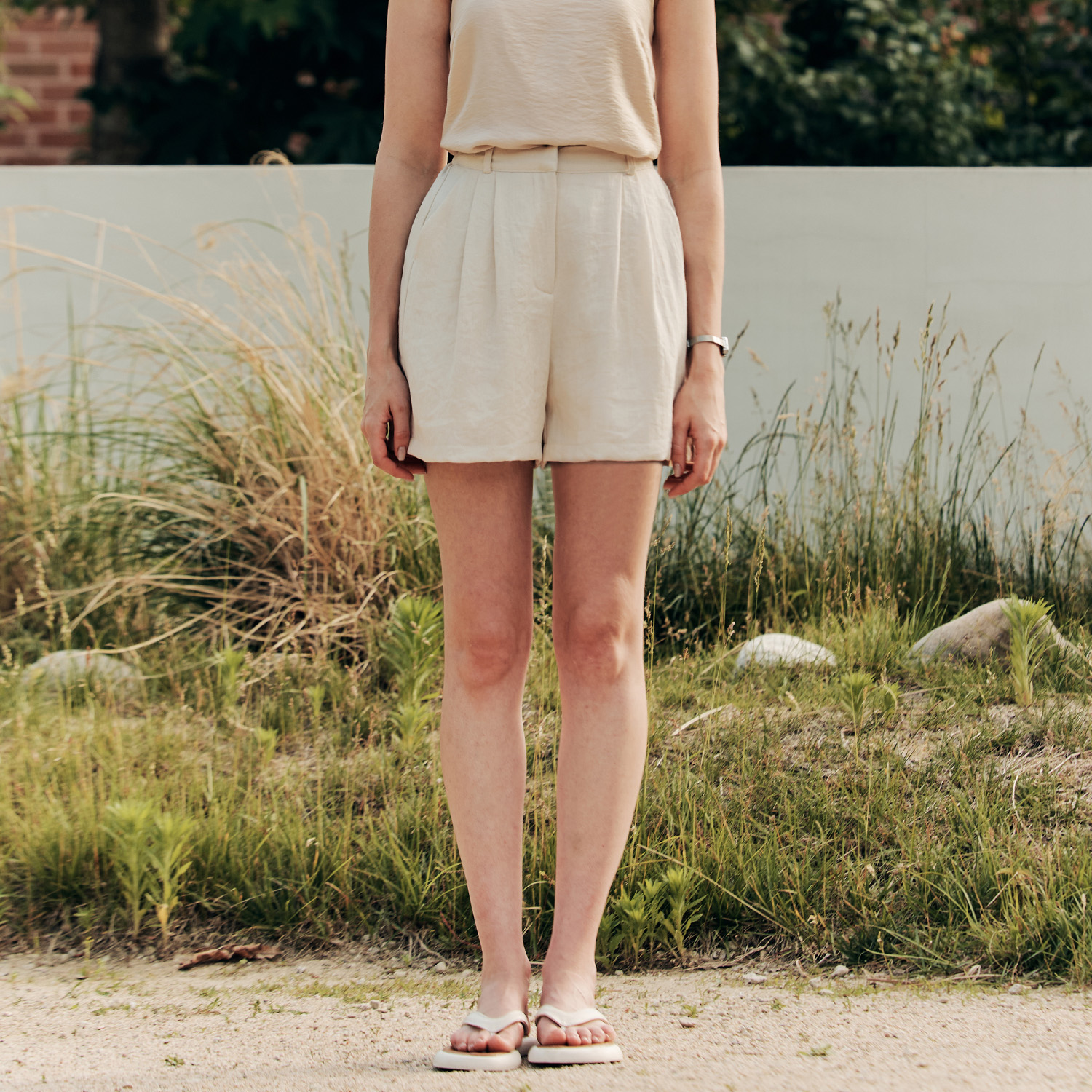 [제로스트릿]더블 핀턱 숏 팬츠 DOUBLE PINTUCK SHORT PANTS / CREAM