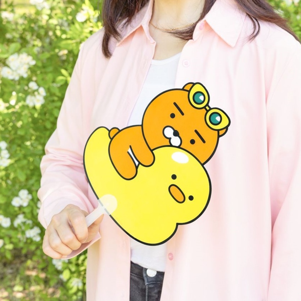카카오 라이언 춘식이 부채 귀여운 캐릭터 여름 휴대용 pp 플라스틱 손부채 - 상세 이미지 4