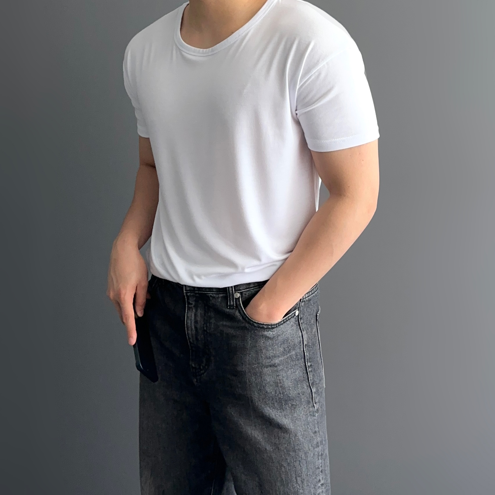 1+1 U넥머슬핏 쿨링티셔츠 남자쫄티 - 상세 이미지 3