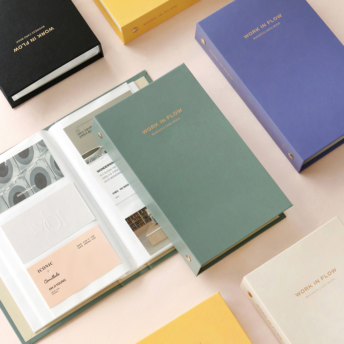 (각인가능)아이코닉 플로우 명함집 (명함첩 포토카드 폴라로이드 미니 앨범 보관)각인 안함