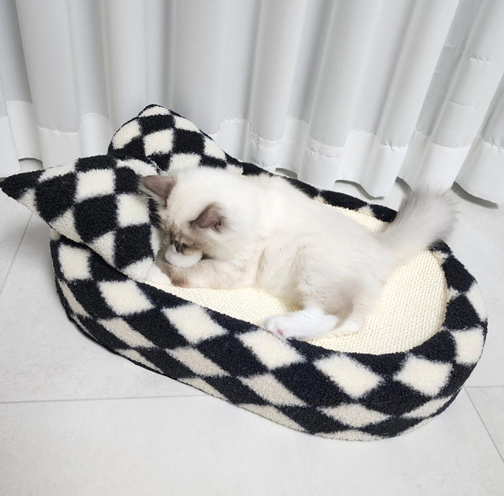랩캣 고양이 스크래쳐 해먹 사이잘삼 체커보드 침대 - 상세 이미지 5