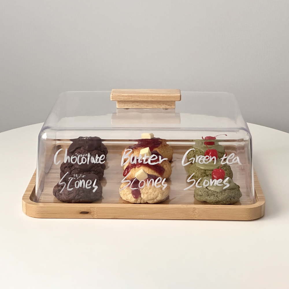 카페 빵트레이 베이커리 진열트레이 빵쟁반 우드사각돔세트L 제품 이미지