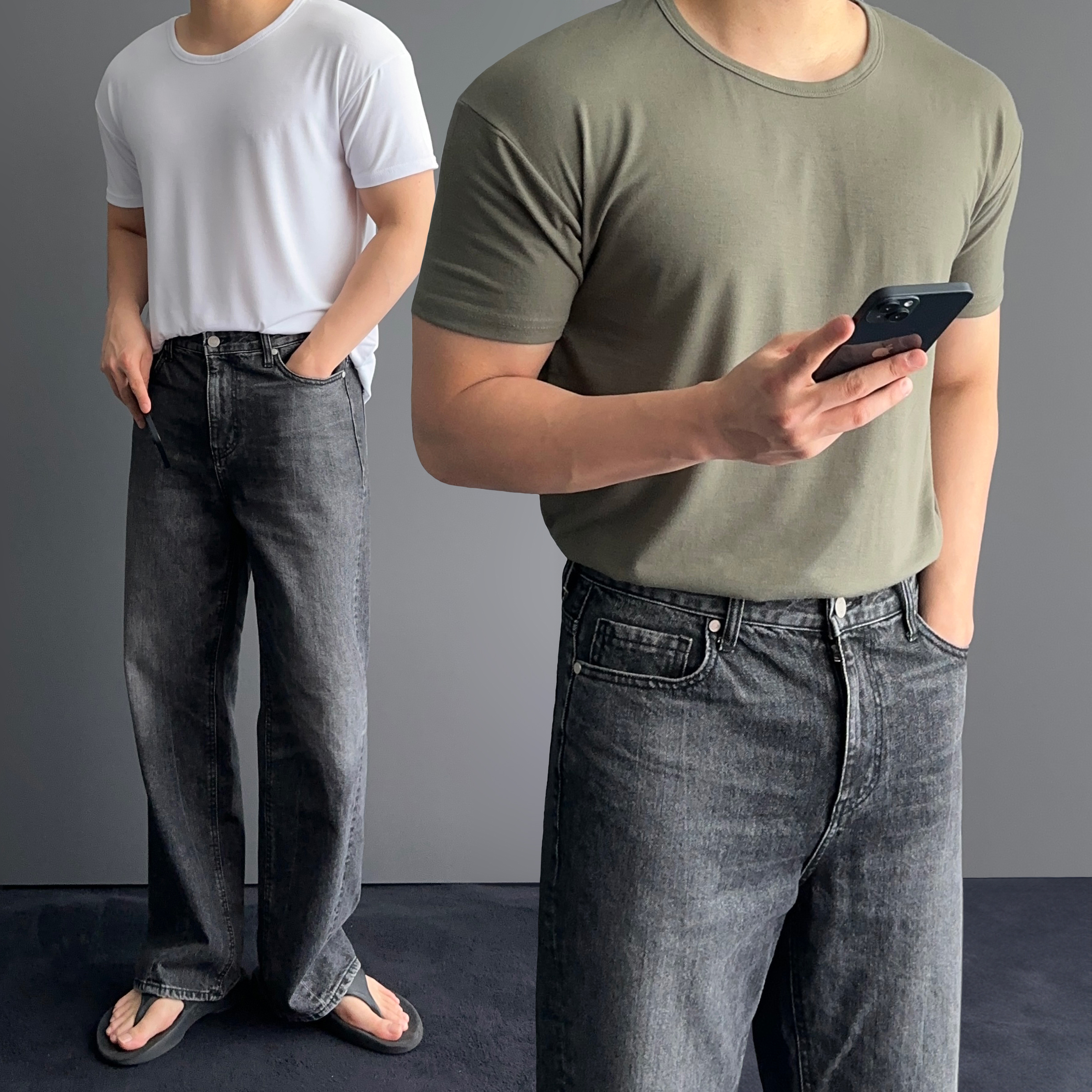 U넥머슬핏 쿨링티셔츠 남자쫄티 - 메인 이미지