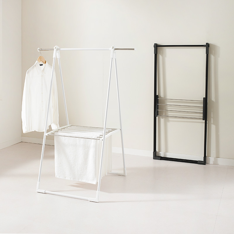 파리지앵 접이식 빨래건조대 행거형 수건 건조대 에스 분체