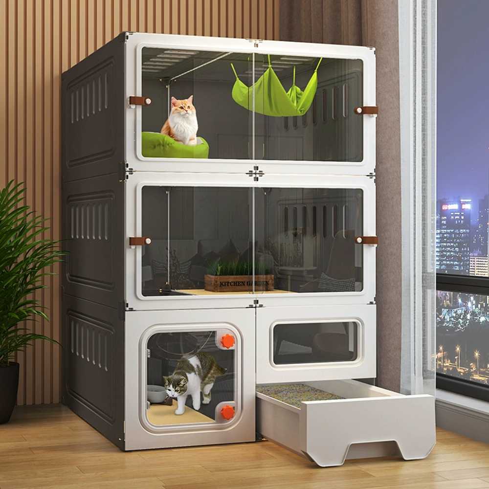 고양이 호텔장 선반 놀이터 초대형 빌라 출산 실내 2단 71x71cm - 상세 이미지 3