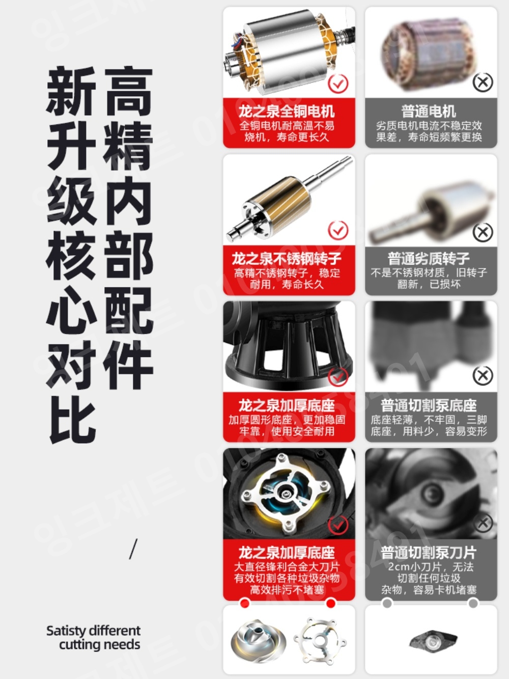 농업용 펌프 2마력 수중 모타 오물 분뉴 슬러지 농장 - 상세 이미지 3