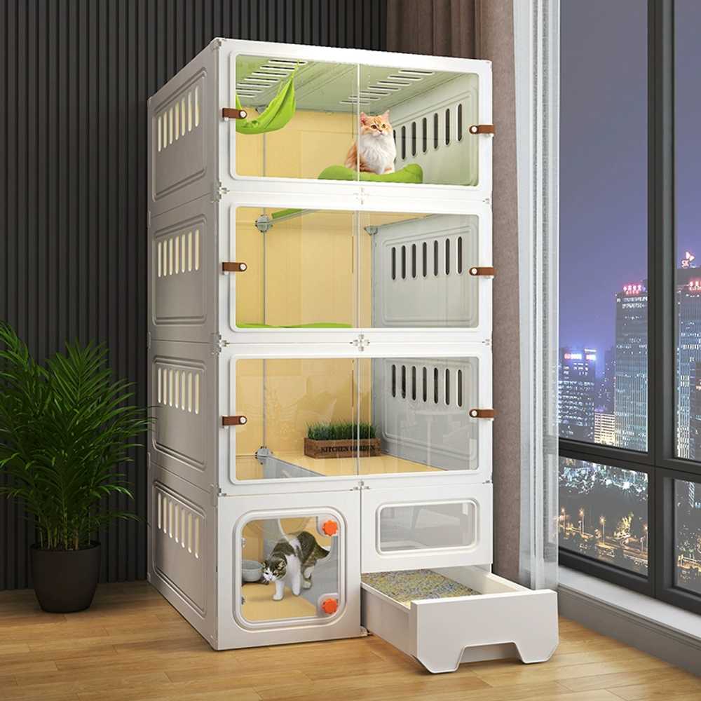 고양이 호텔장 선반 놀이터 초대형 빌라 출산 실내 2단 71x71cm - 상세 이미지 4
