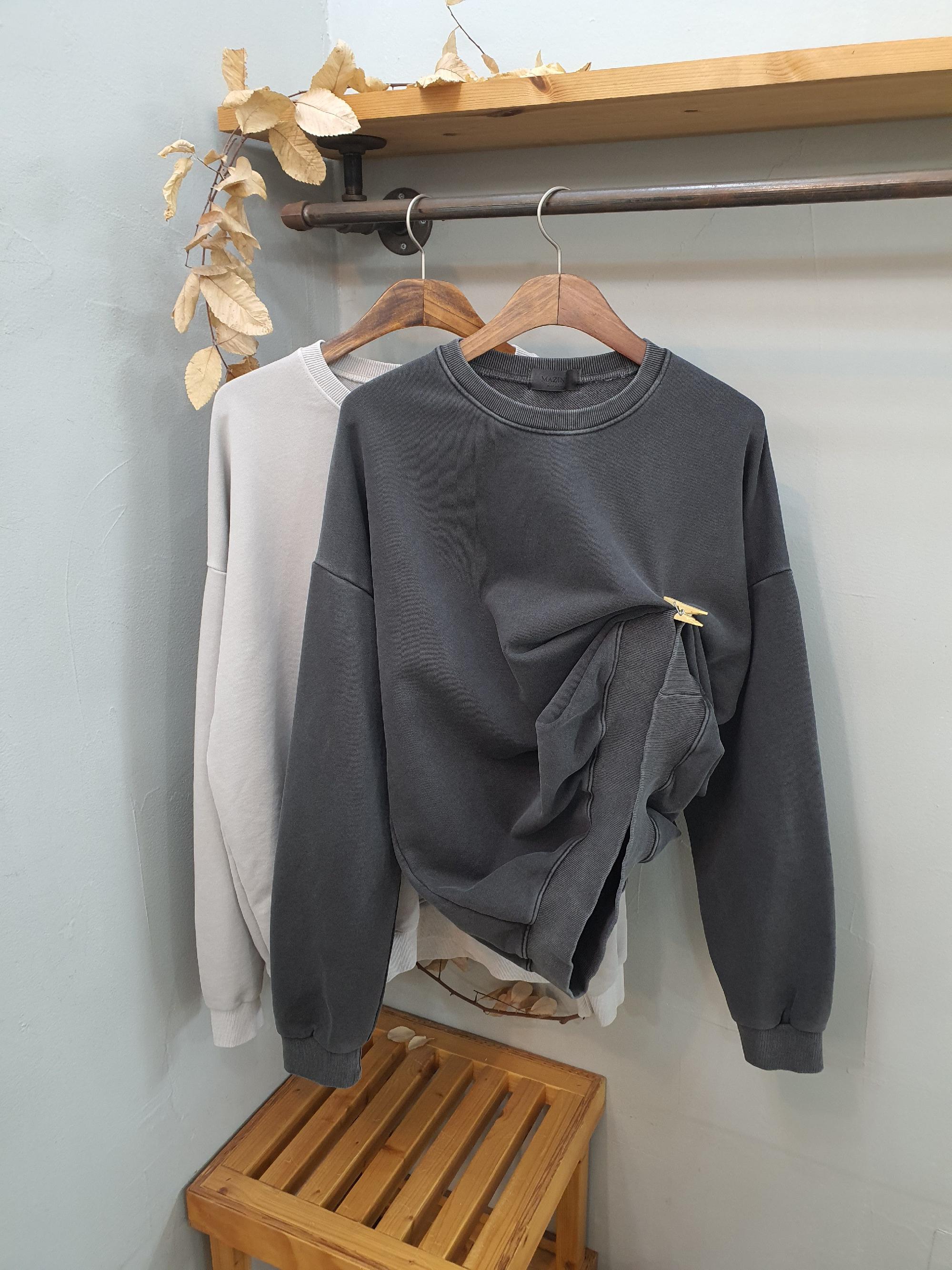 2컬러 유니섹스 오버핏 피그먼트 워싱 하프 맨투맨티셔츠 - 상품 이미지