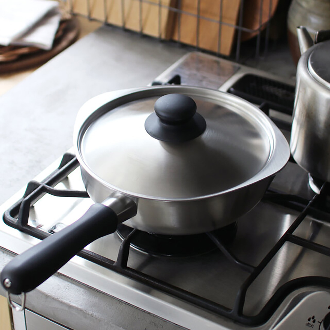 [소리야나기] 통3중 IH 인덕션 스테인리스 냄비 무광 편수 22cm