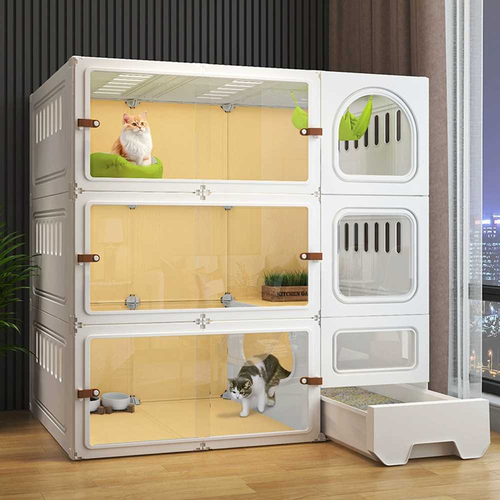 고양이 호텔장 선반 놀이터 초대형 빌라 출산 실내 2단 71x71cm - 상품 이미지