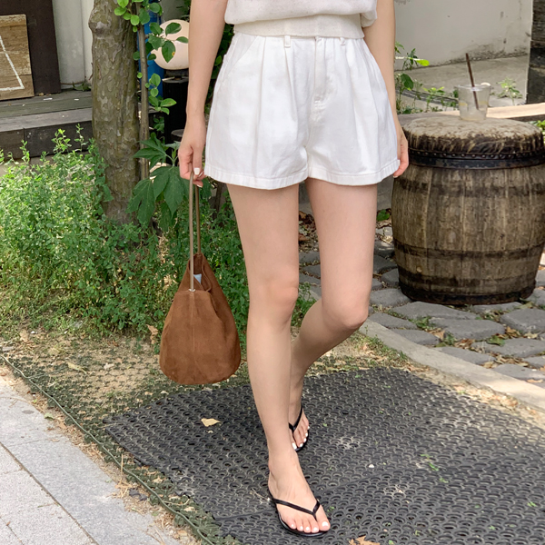 (S-L만능코디데일리템) 앤아더 데일리 핀턱 코튼 A라인 하프 팬츠 ps4862