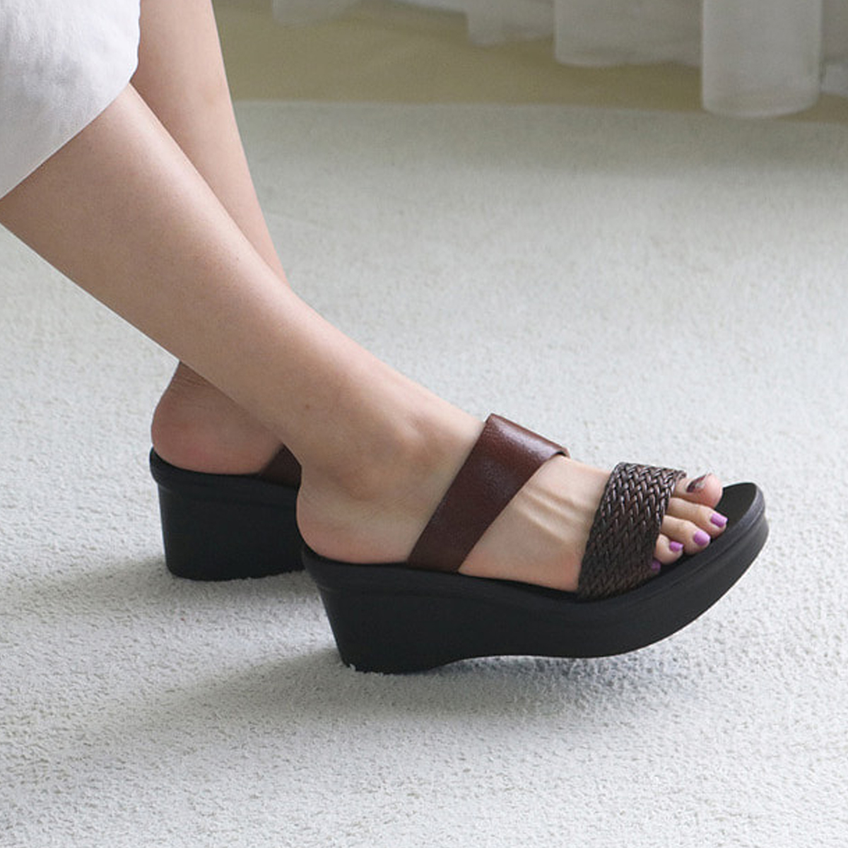 [GISSE 지쎄] 천연가죽 국내수제화 뮬 슬리퍼 GIS-17273