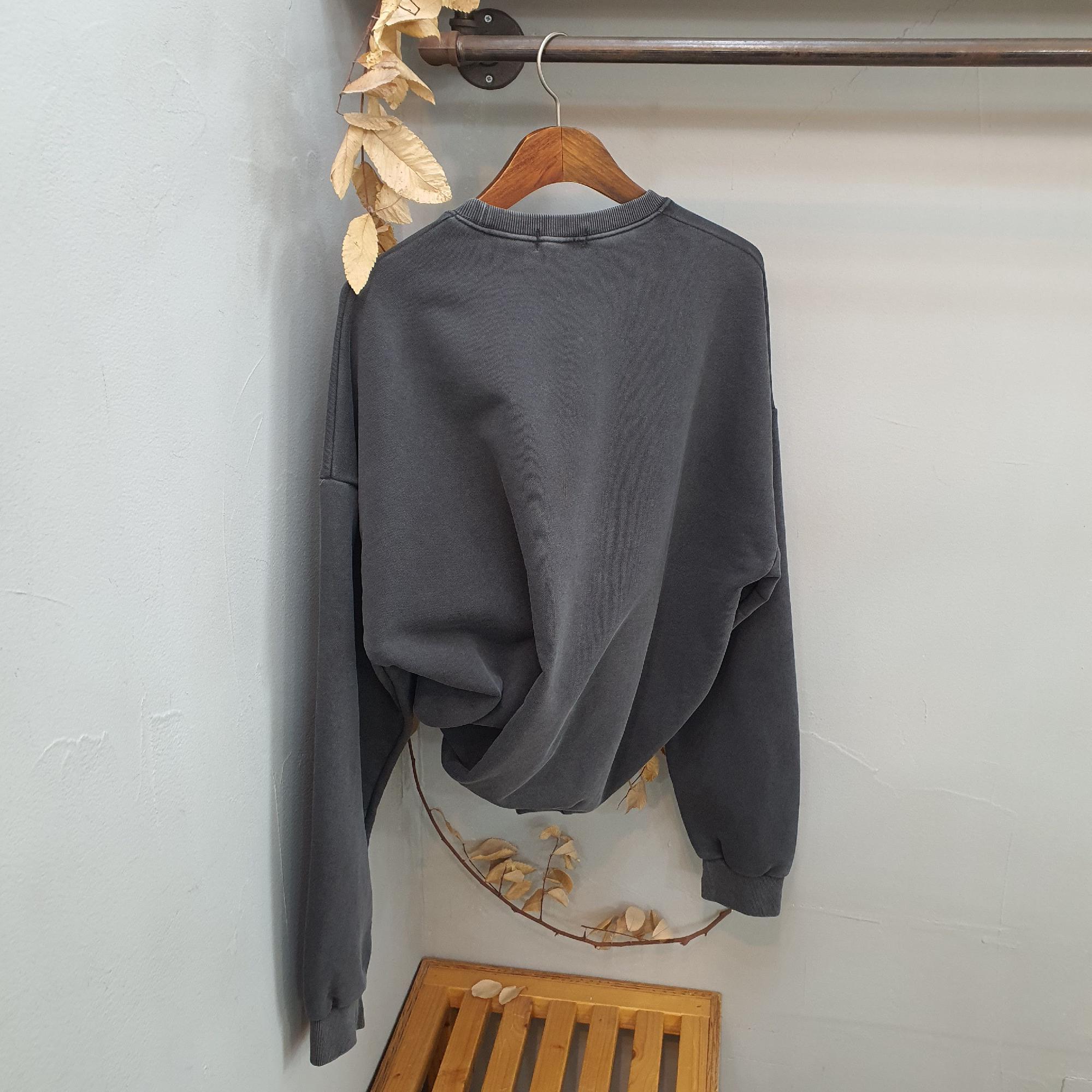 2컬러 유니섹스 오버핏 피그먼트 워싱 하프 맨투맨티셔츠 - 상세 이미지 3