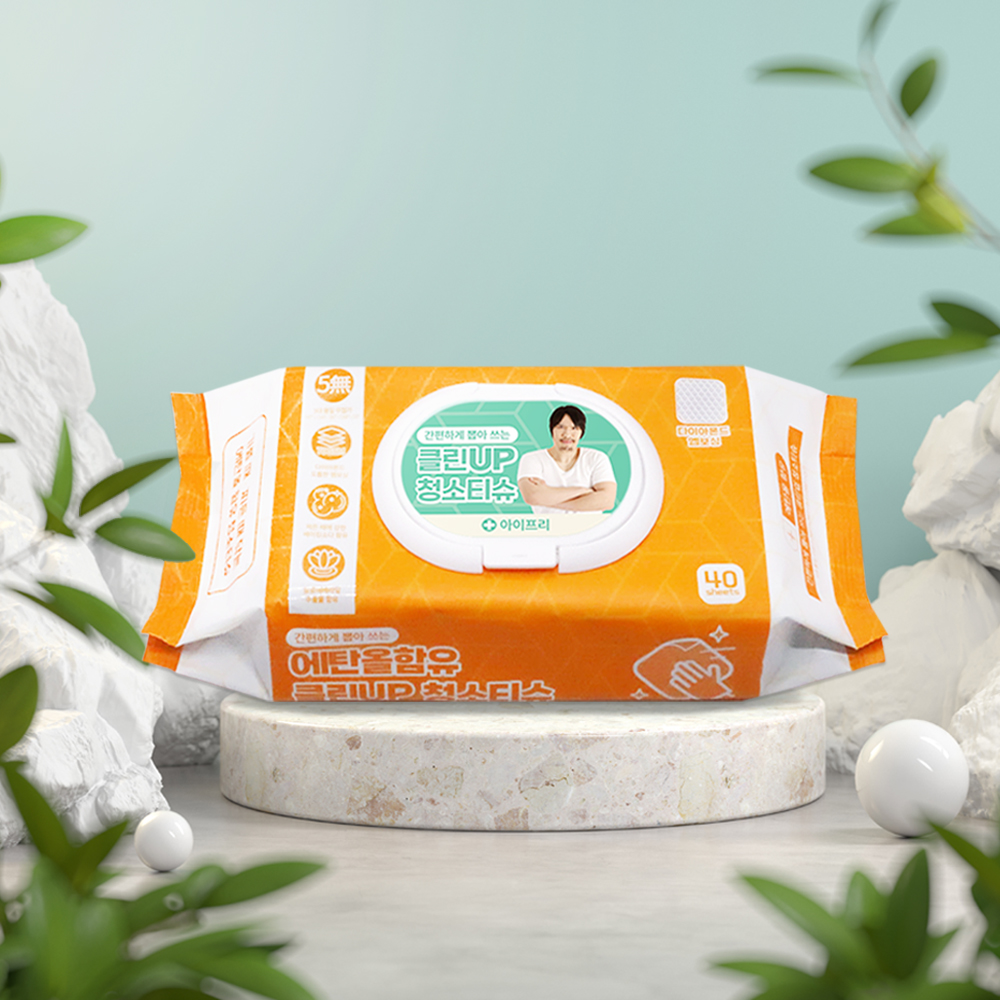 세균닦는 에탄올 행주티슈 일회용 뽑아쓰는 물티슈 40매 5팩+5팩 - 상세 이미지 5