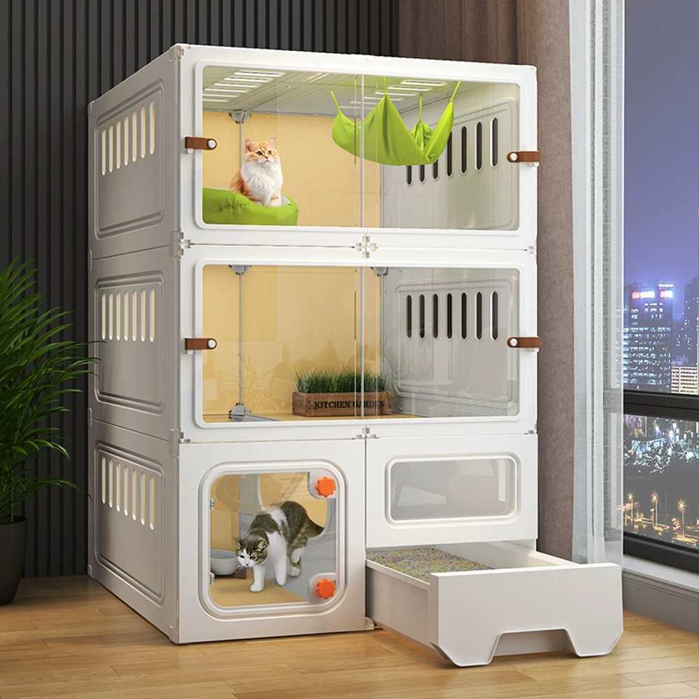 고양이 호텔장 선반 놀이터 초대형 빌라 출산 실내 2단 71x71cm - 상세 이미지 2