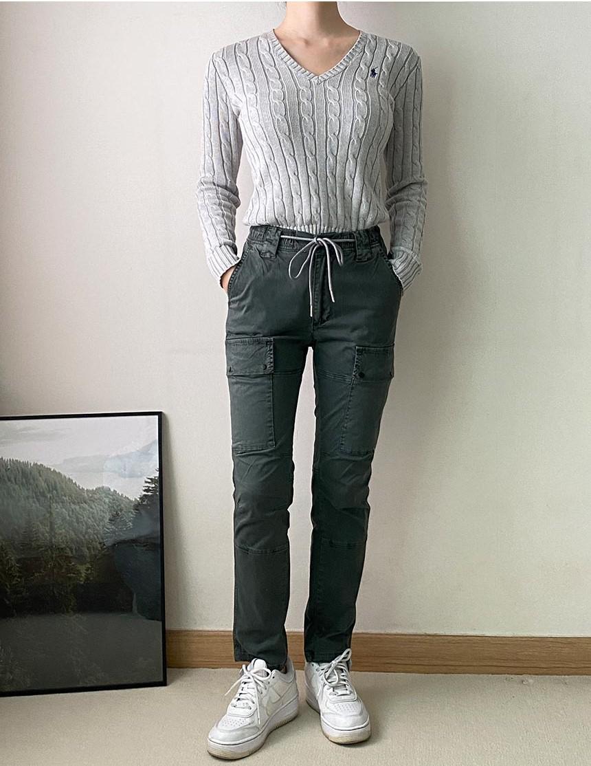 3컬러 여성 빅사이즈 슬림일자 카고팬츠 - 메인 이미지