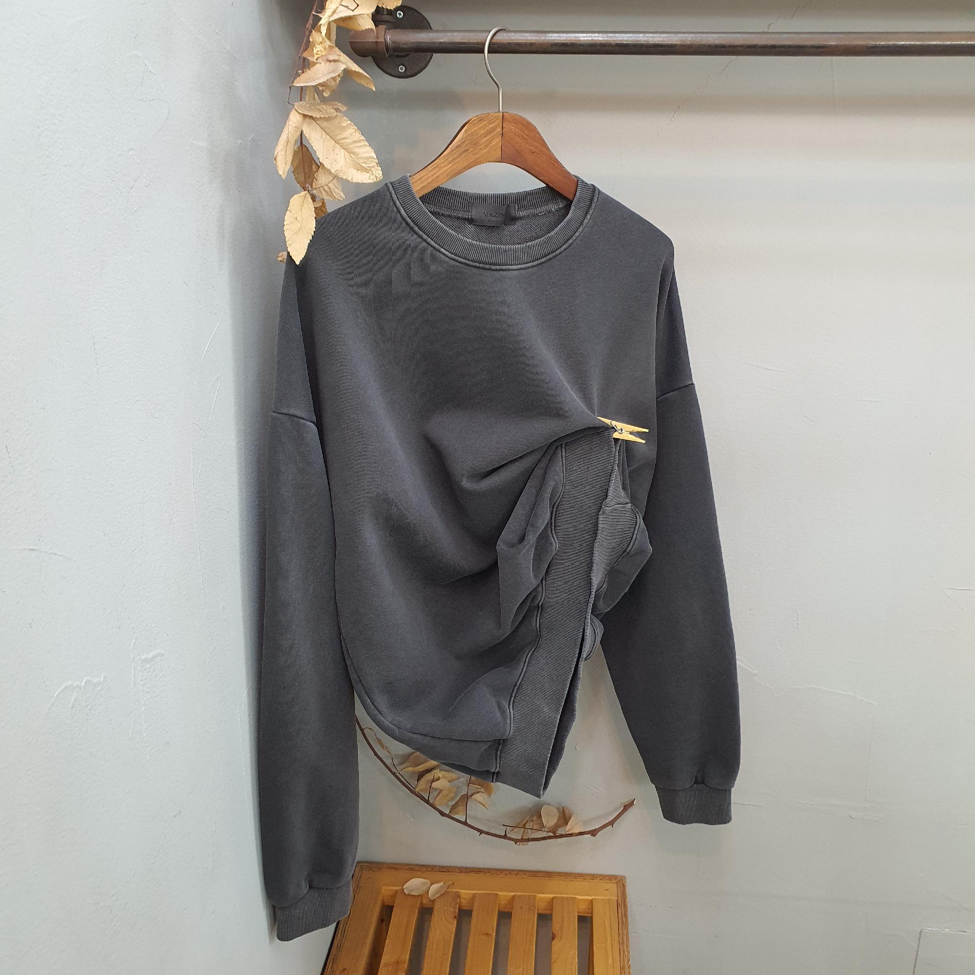 2컬러 유니섹스 오버핏 피그먼트 워싱 하프 맨투맨티셔츠 - 상세 이미지 2