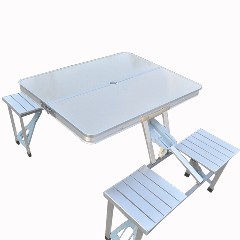 빼다 접이식 야외 휴대 4인용 일체형 캠핑 피크닉 파라솔 테이블 의자세트