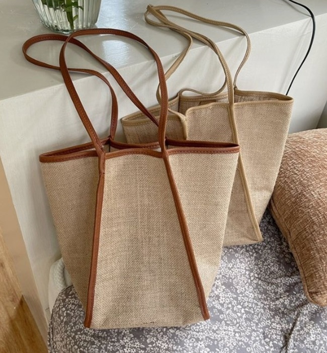 여성 여름 라탄 왕골 그물 스퀘어 니트 빅 쇼퍼 숄더백 가벼운 여행 비치 보부상가방