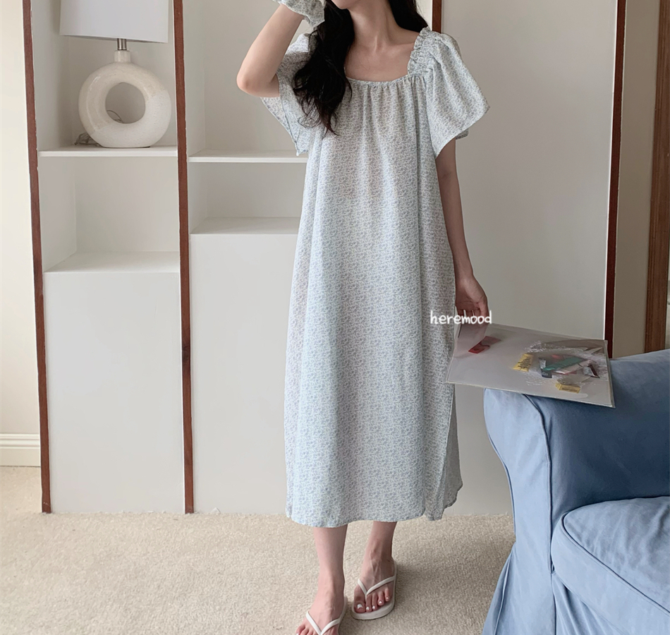 라올 플라워 반팔 원피스 잠옷 파자마 (2colors) 상세 이미지 25