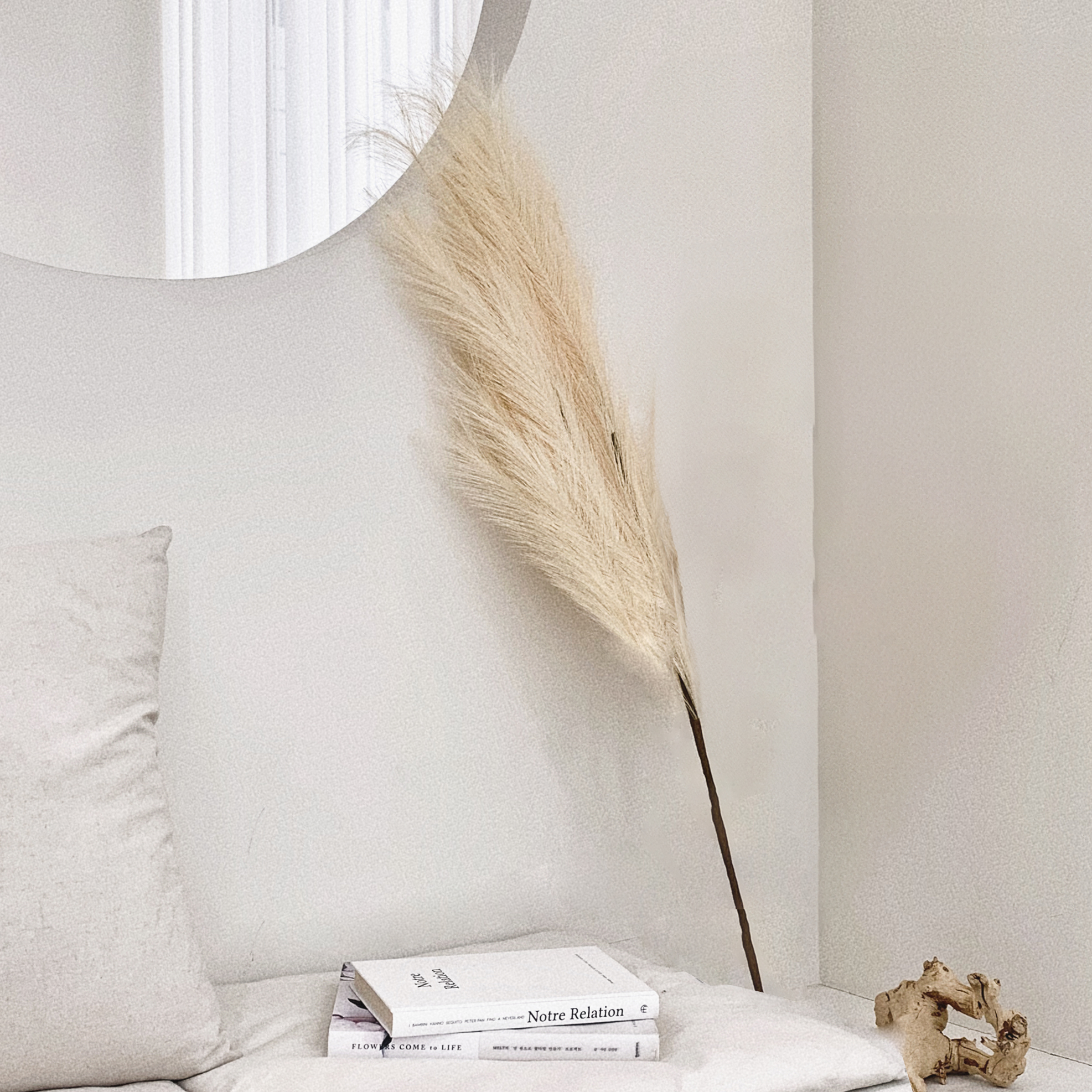 유월가게 대형 핑크 뮬리 팜파스 인조 갈대 조화 연베이지 제품 이미지