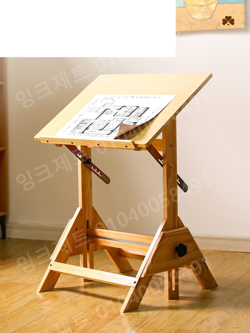 드로잉 테이블 제도기 원목 미술 도면 작업대 유화 탁상 - 상품 이미지