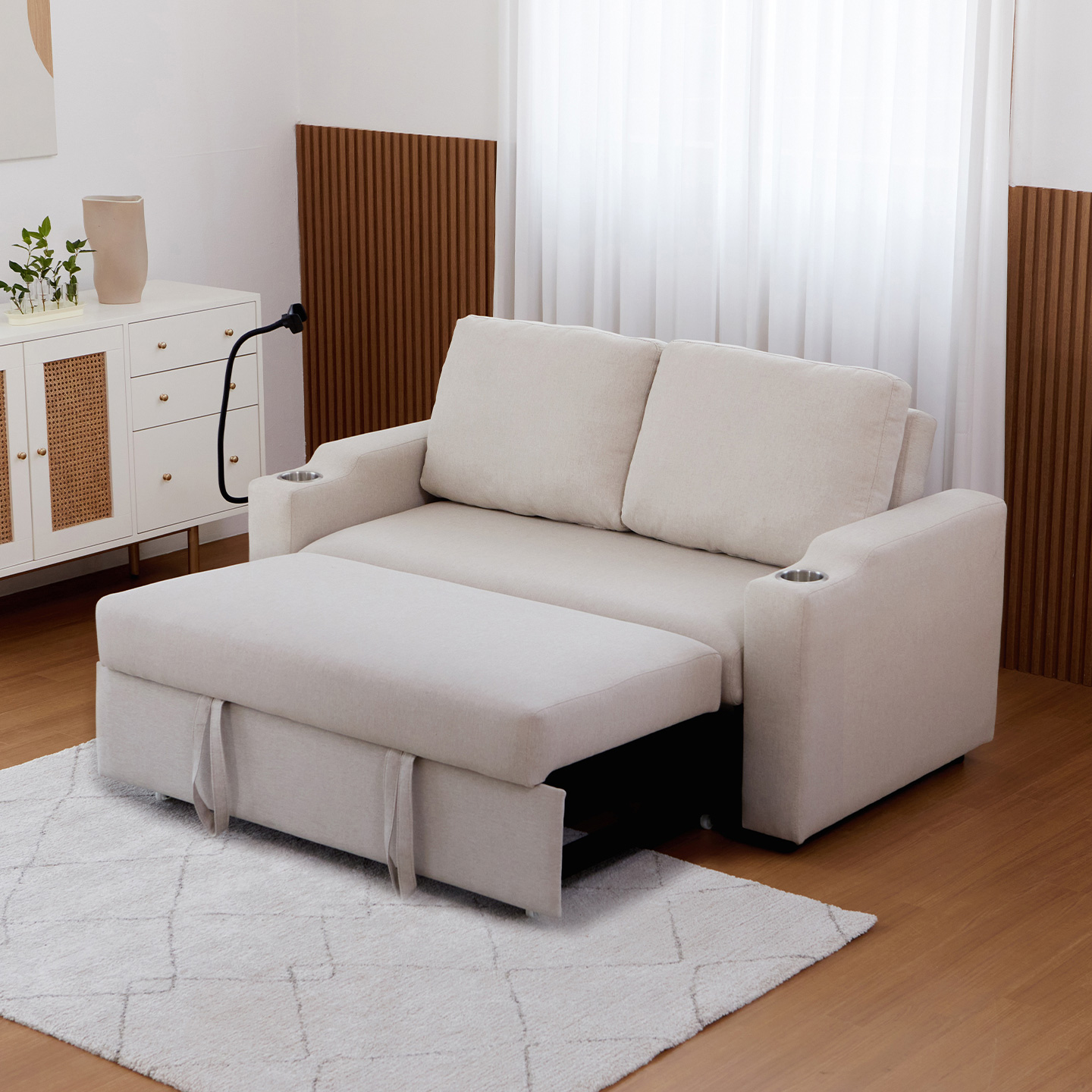 베스트리빙 코나 4인용 접이식 소파베드 수납형 확장형 패브릭 침대