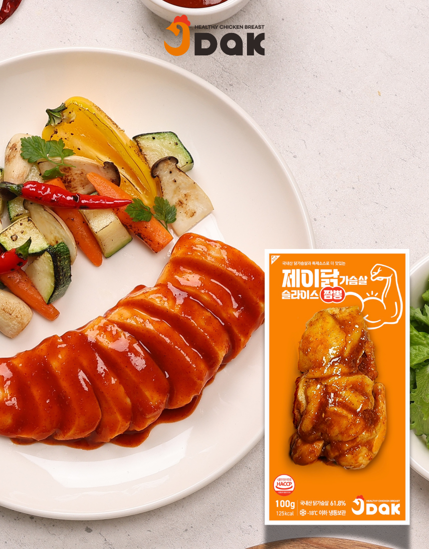 제이닭 닭가슴살 슬라이스100g 30팩 저염 토마토 짬뽕 - 상세 이미지 3