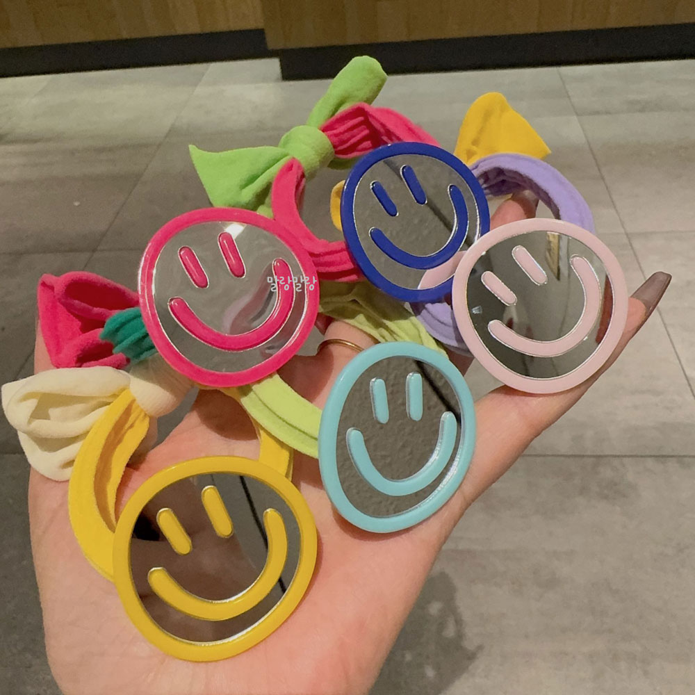 귀여운 리본머리끈 스마일 똥머리밴드 무매듭머리끈 - 상세 이미지 4