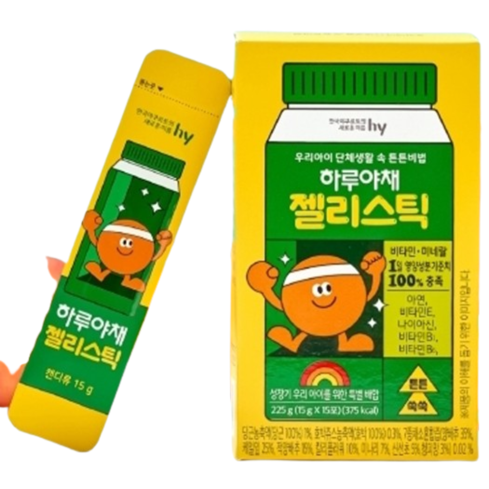 한국야쿠르트 하루 야채 젤리 스틱 15g 15포 유기농 어린이 키즈 영양 간식 오렌지맛 - 상품 이미지