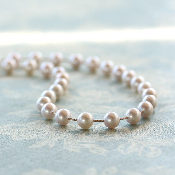 14k 진주목걸이 8~8.5mm 아코야 해수 진주 비드 목걸이 - 상품 이미지