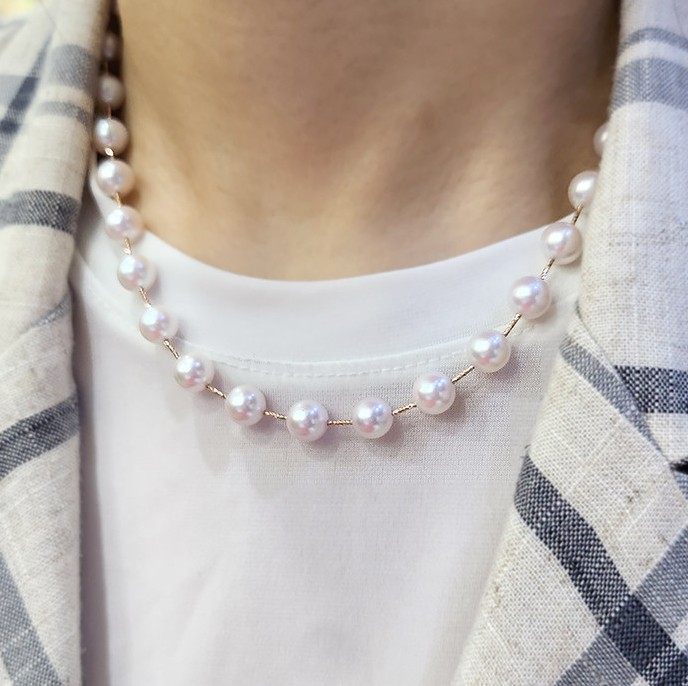 14k 진주목걸이 8~8.5mm 아코야 해수 진주 비드 목걸이 - 상세 이미지 2