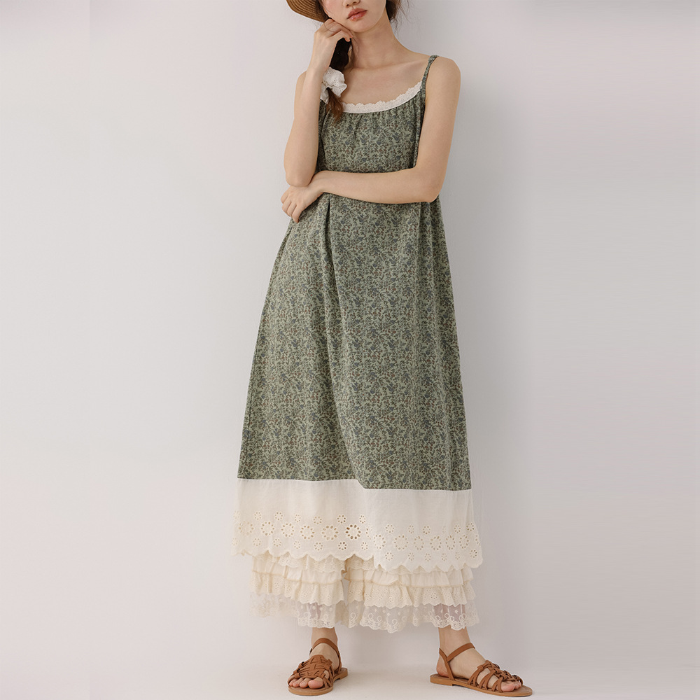 민소매원피스 레이스 여름 자수원피스 잔꽃 보헤미안