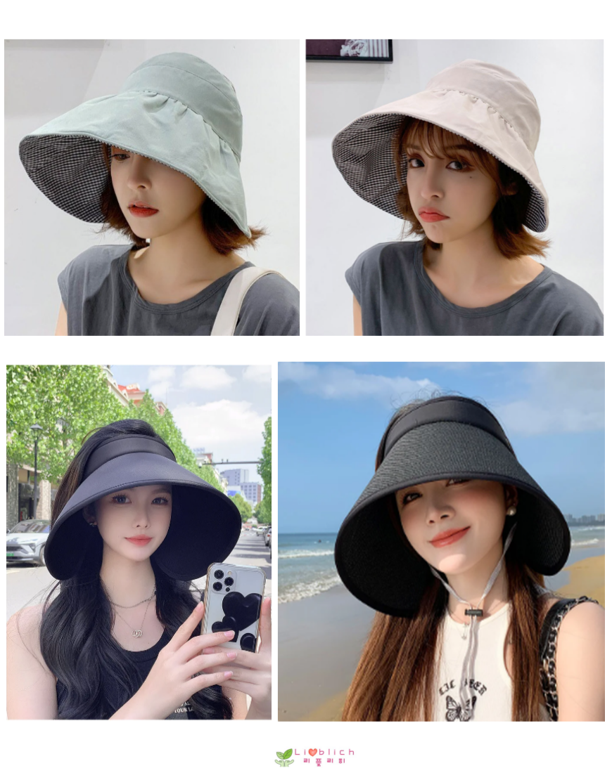 [리플리히] 돌돌이모자 와이드 챙넓은모자 자외선차단썬캡 플로피햇 여름여자모자 휴가지 밀짚