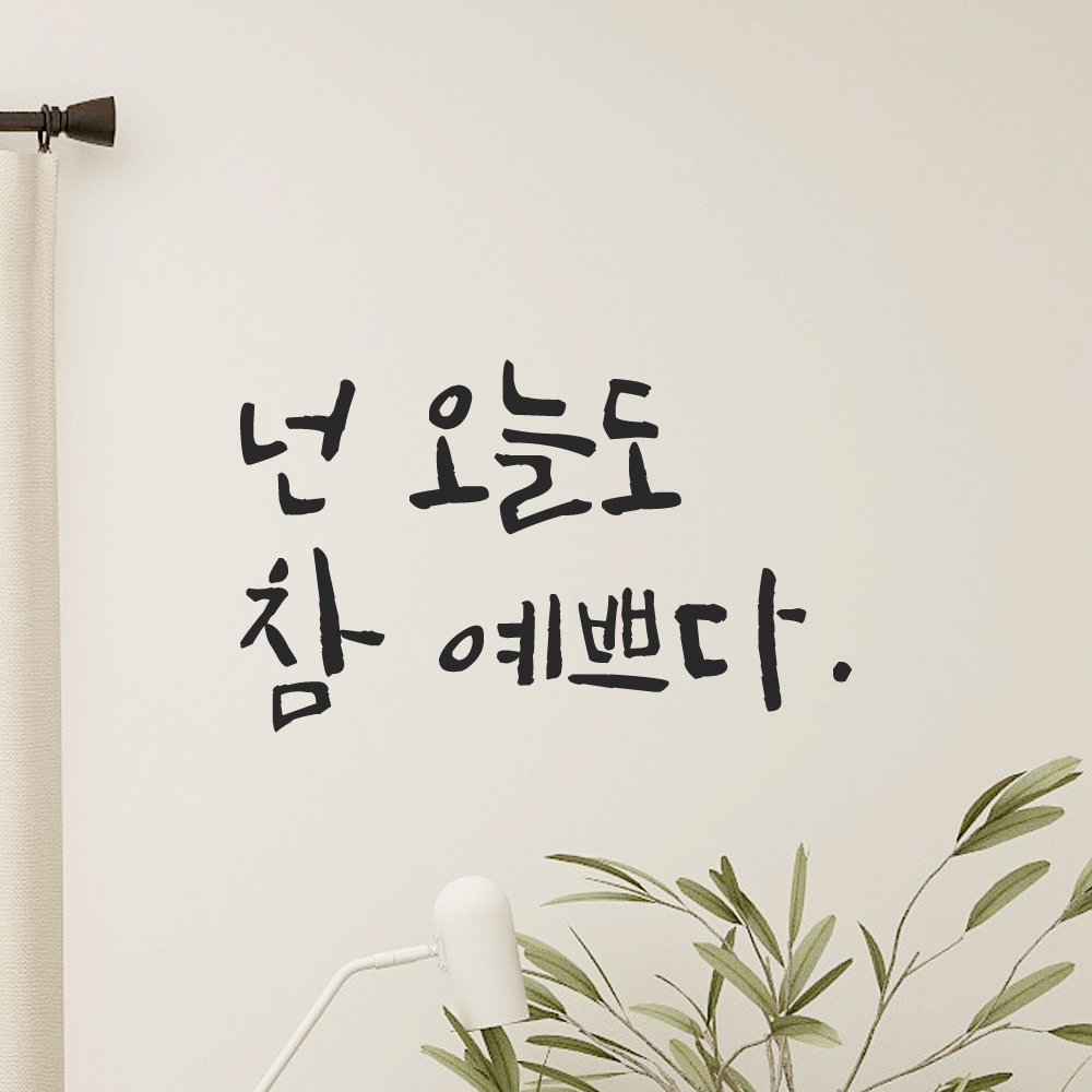 거울 현관문 옷가게 화장실 욕실 카페 캘리그라피 레터링 스티커 넌 오늘도 참 예쁘다 LC-016S 검정 - 상세 이미지 2