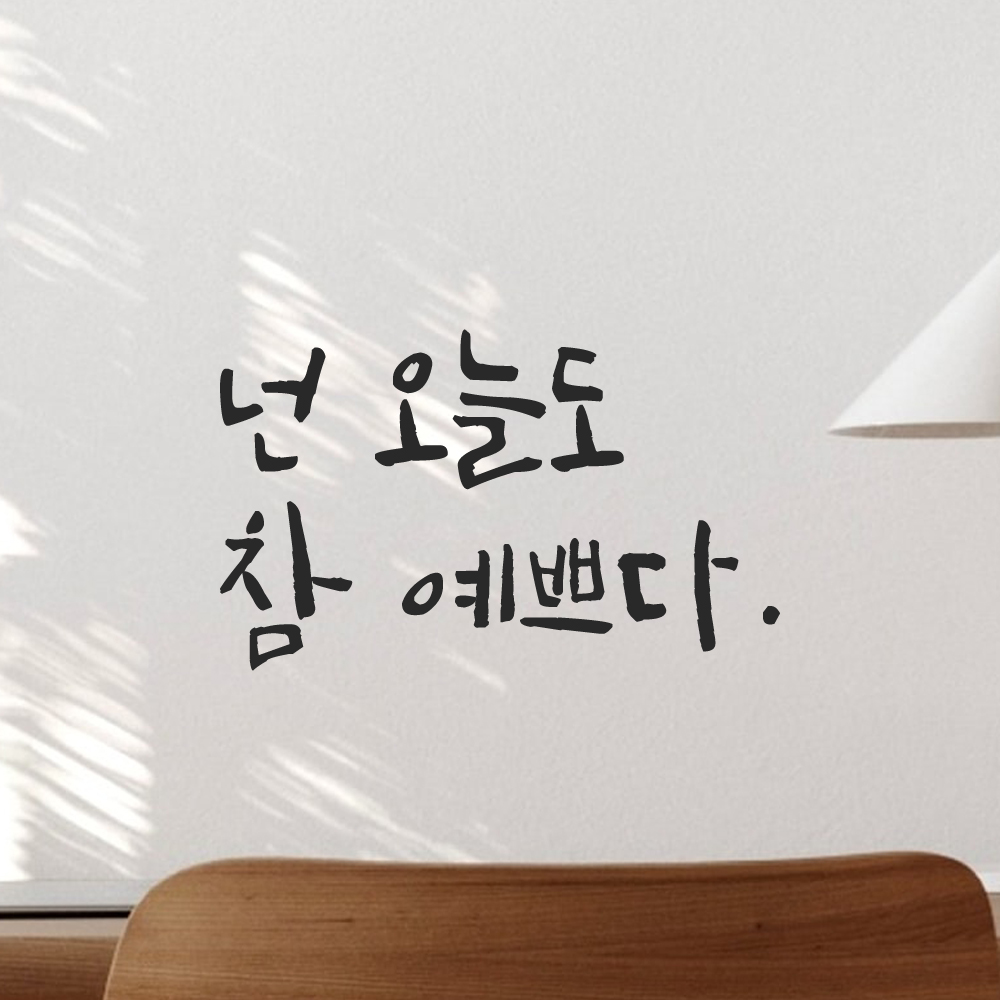 거울 현관문 옷가게 화장실 욕실 카페 캘리그라피 레터링 스티커 넌 오늘도 참 예쁘다 LC-016S 검정 - 상세 이미지 5