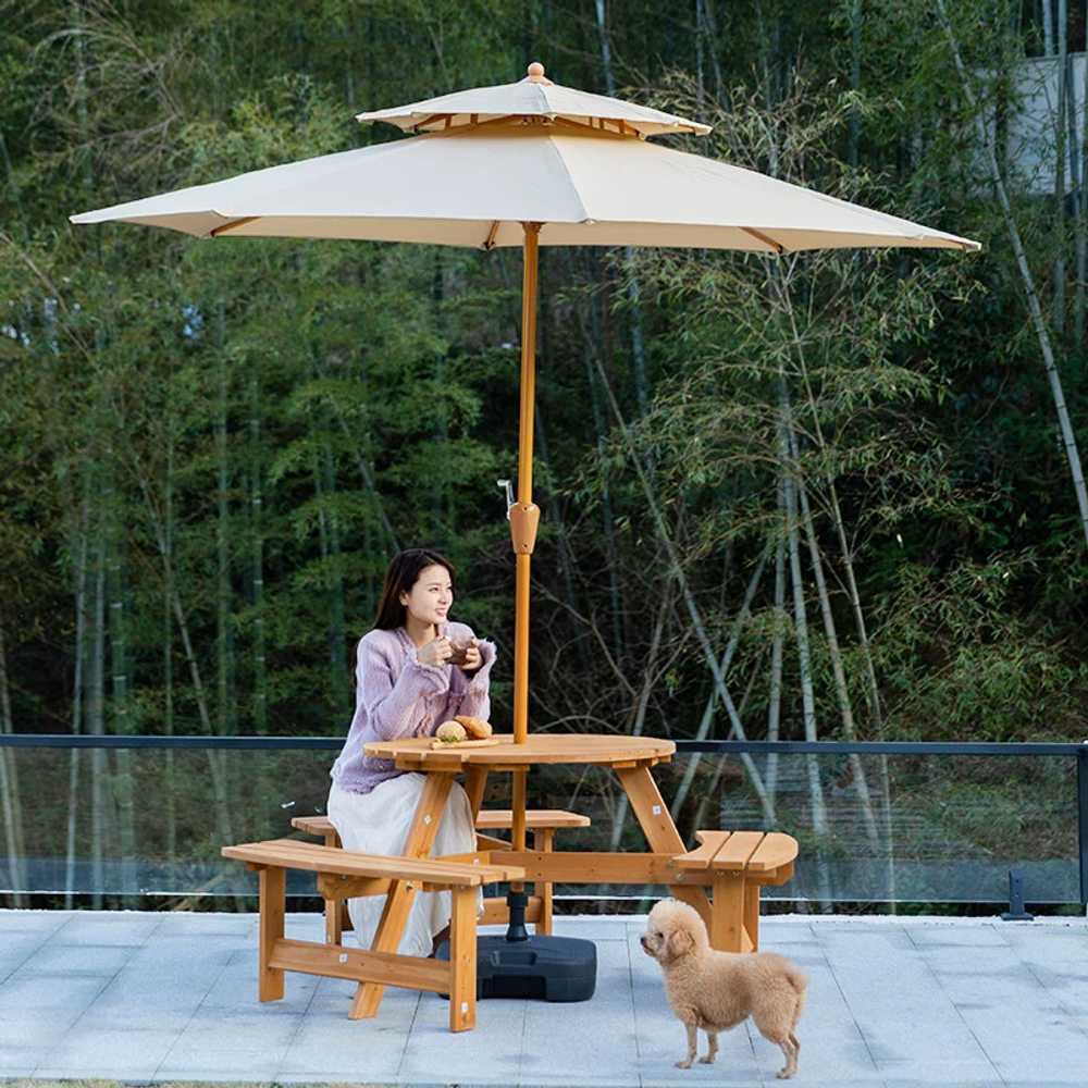 원목 일체형파라솔테이블 테라스 정원피크닉 - 상세 이미지 5