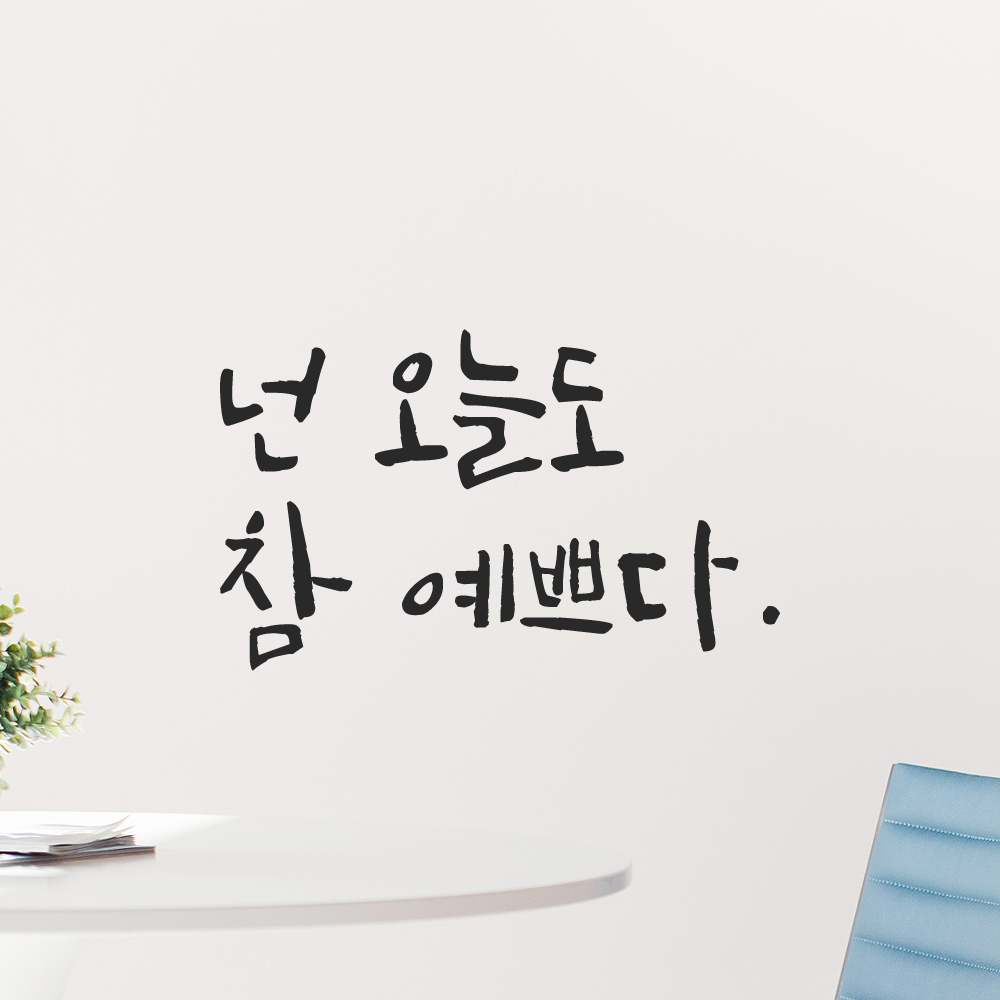 거울 현관문 옷가게 화장실 욕실 카페 캘리그라피 레터링 스티커 넌 오늘도 참 예쁘다 LC-016S 검정 - 상품 이미지