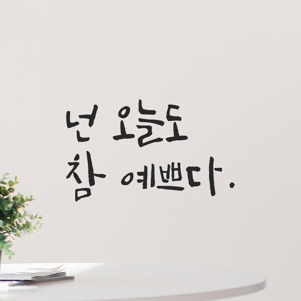 거울 현관문 옷가게 화장실 욕실 카페 캘리그라피 레터링 스티커 넌 오늘도 참 예쁘다 LC-016S 검정 - 상세 이미지 3