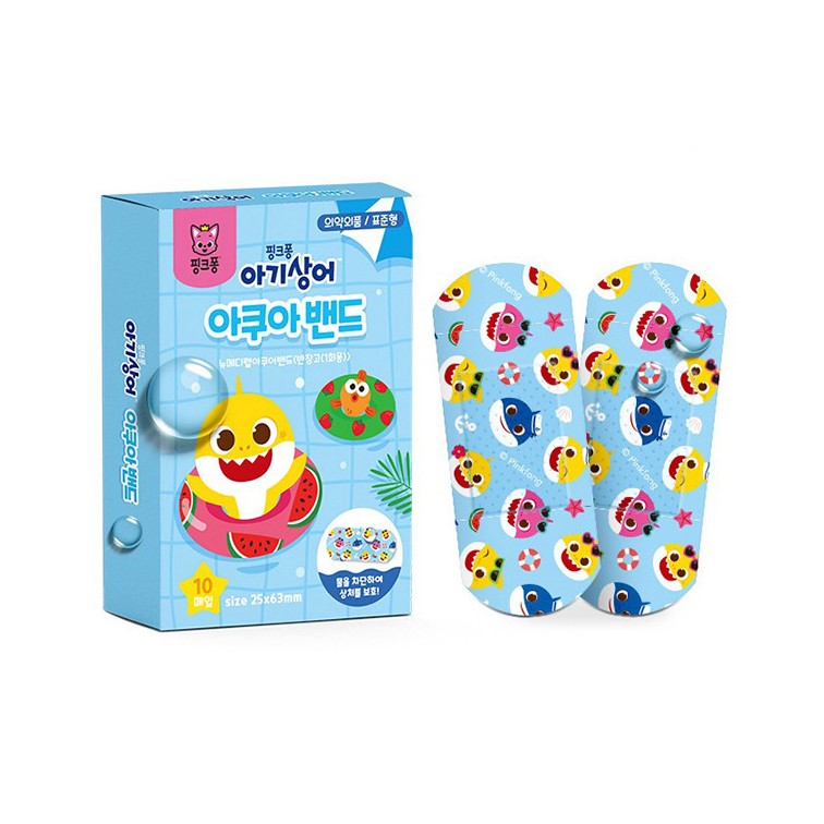아기상어 밴드 아쿠아 유아 어린이밴드 상처밴드 방수 - 상세 이미지 2